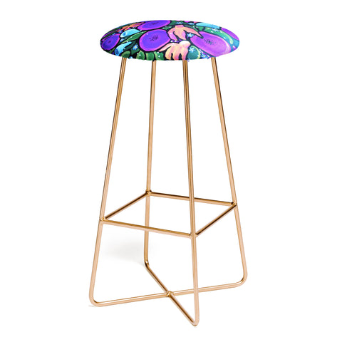 Renie Britenbucher Funky Flowers in Purple and Blue Bar Stool