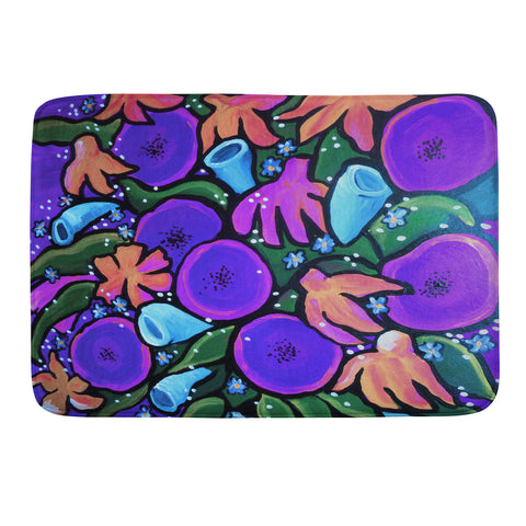 Renie Britenbucher Funky Flowers in Purple and Blue Memory Foam Bath Mat