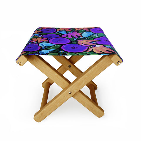 Renie Britenbucher Funky Flowers in Purple and Blue Folding Stool