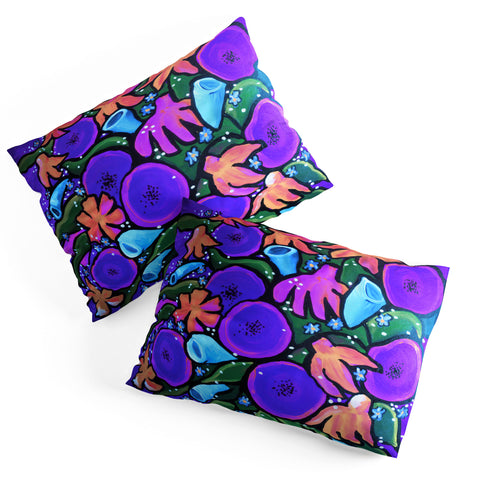 Renie Britenbucher Funky Flowers in Purple and Blue Pillow Shams
