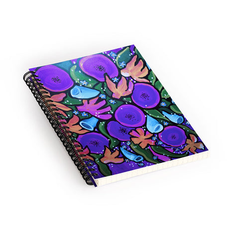 Renie Britenbucher Funky Flowers in Purple and Blue Spiral Notebook