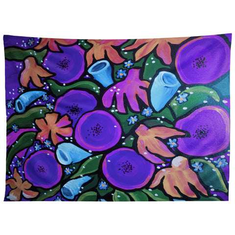 Renie Britenbucher Funky Flowers in Purple and Blue Tapestry