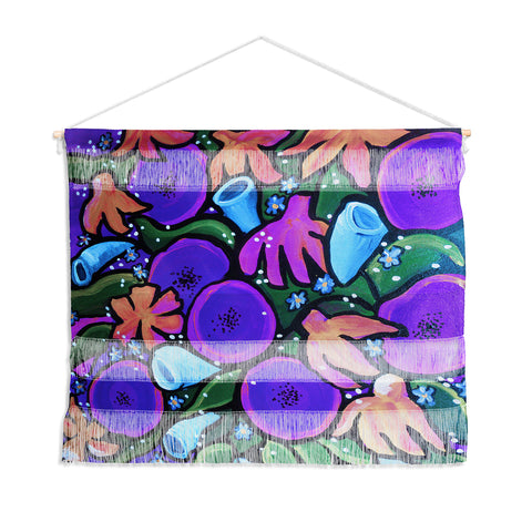 Renie Britenbucher Funky Flowers in Purple and Blue Wall Hanging Landscape