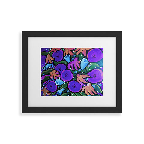Renie Britenbucher Funky Flowers in Purple and Blue Framed Art Print