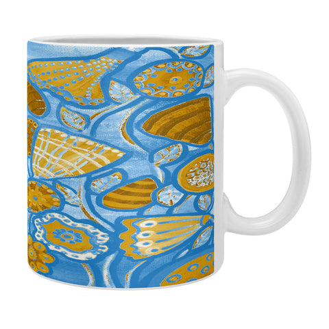 Renie Britenbucher Funky Flowers Tan Blue Coffee Mug