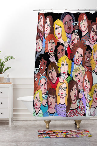 Renie Britenbucher Girls Night Out Happy Hour Shower Curtain And Mat