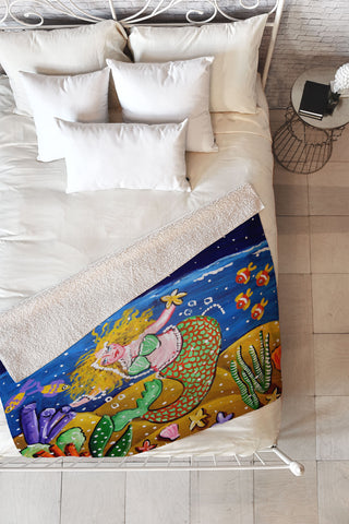 Renie Britenbucher Green Mermaid Fleece Throw Blanket