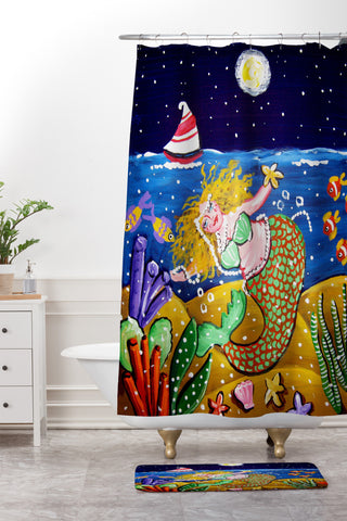 Renie Britenbucher Green Mermaid Shower Curtain And Mat