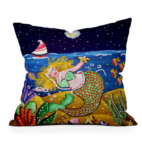 Renie Britenbucher Green Mermaid Throw Pillow