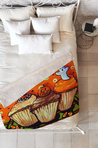 Renie Britenbucher Halloween Cupcakes Fleece Throw Blanket