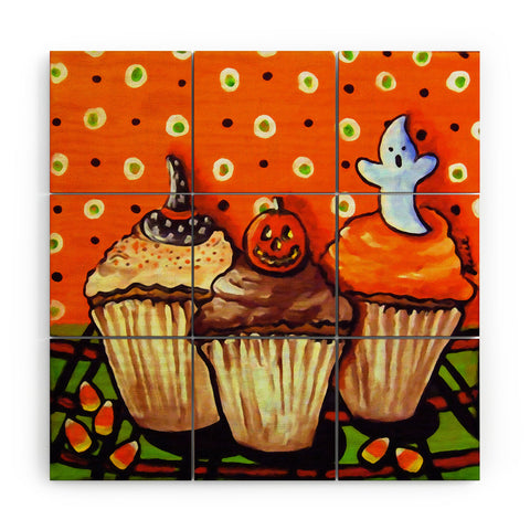 Renie Britenbucher Halloween Cupcakes Wood Wall Mural