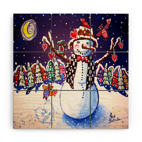 Renie Britenbucher Happy Snowman Wood Wall Mural