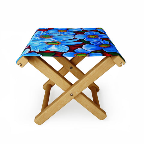 Renie Britenbucher Himalayan Blue Poppies Folding Stool