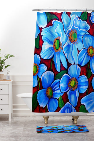 Renie Britenbucher Himalayan Blue Poppies Shower Curtain And Mat
