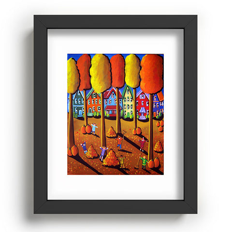 Renie Britenbucher Kids Raking Leaves Recessed Framing Rectangle