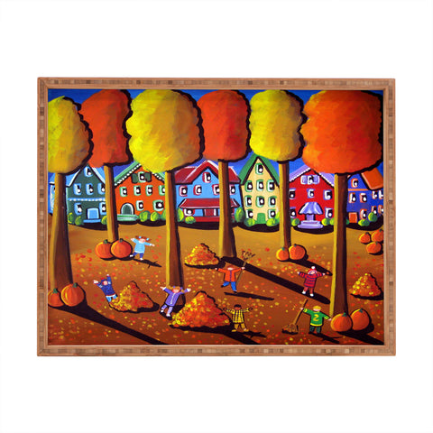 Renie Britenbucher Kids Raking Leaves Rectangular Tray