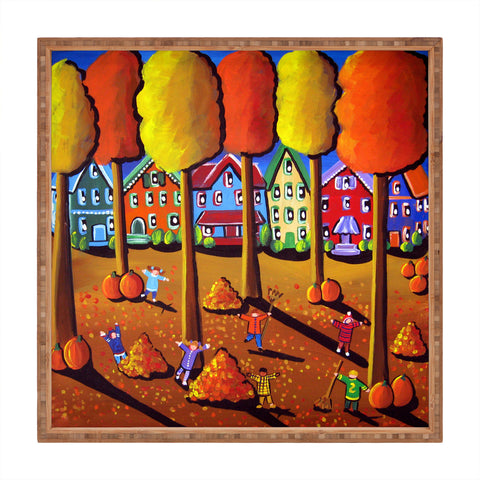 Renie Britenbucher Kids Raking Leaves Square Tray