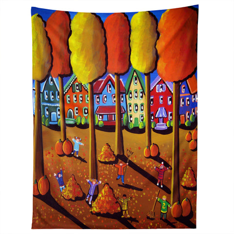 Renie Britenbucher Kids Raking Leaves Tapestry