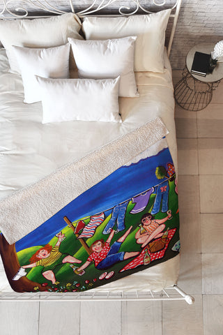 Renie Britenbucher Laundry Day Divas Fleece Throw Blanket