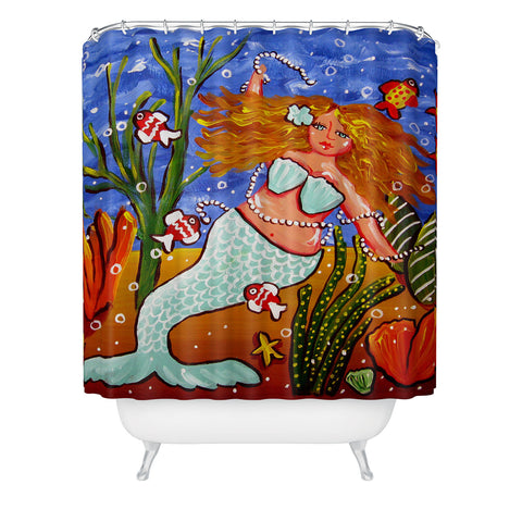 Renie Britenbucher Light Blue Mermaid Shower Curtain