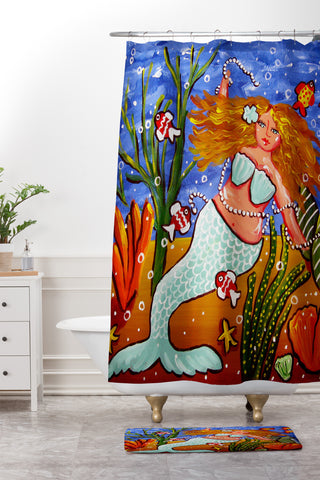Renie Britenbucher Light Blue Mermaid Shower Curtain And Mat