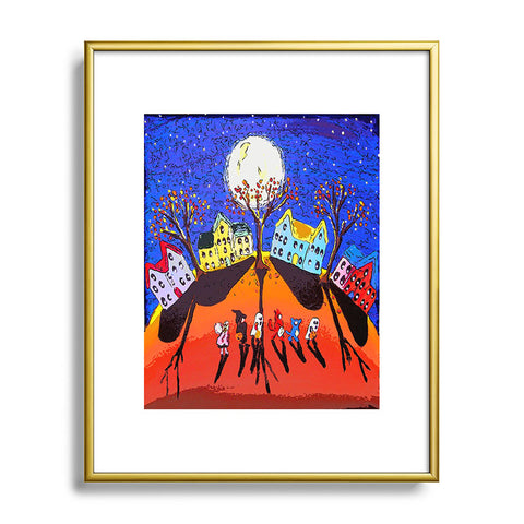 Renie Britenbucher Little Trick Or Treaters Halloween Night Metal Framed Art Print