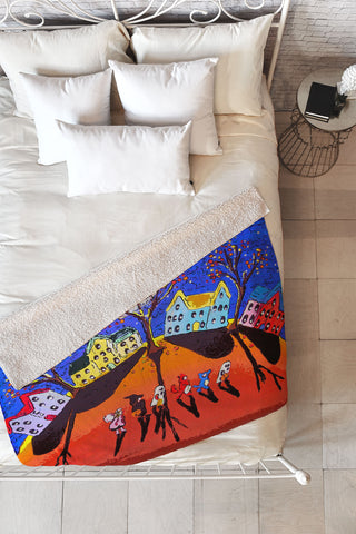 Renie Britenbucher Little Trick Or Treaters Halloween Night Fleece Throw Blanket