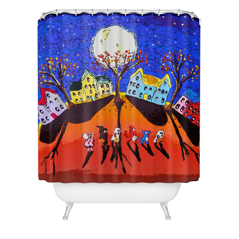 Renie Britenbucher Little Trick Or Treaters Halloween Night Shower Curtain