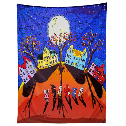Renie Britenbucher Little Trick Or Treaters Halloween Night Tapestry