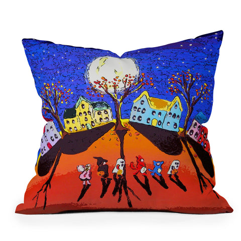 Renie Britenbucher Little Trick Or Treaters Halloween Night Throw Pillow