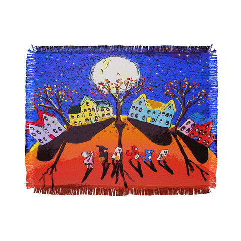 Renie Britenbucher Little Trick Or Treaters Halloween Night Throw Blanket
