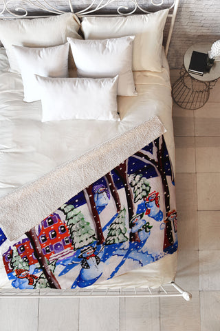 Renie Britenbucher Magic Snowmen Fleece Throw Blanket