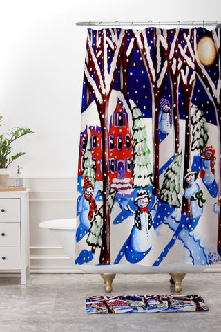 Renie Britenbucher Magic Snowmen Shower Curtain And Mat