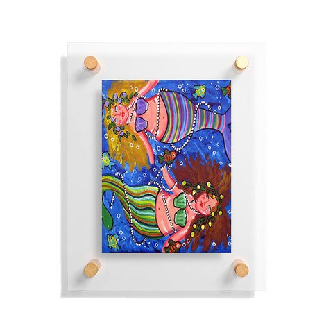 Renie Britenbucher Mermaids In Stripes Floating Acrylic Print