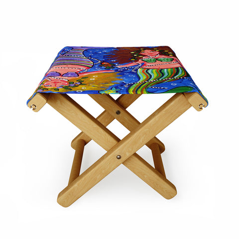 Renie Britenbucher Mermaids In Stripes Folding Stool