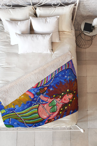 Renie Britenbucher Mermaids In Stripes Fleece Throw Blanket
