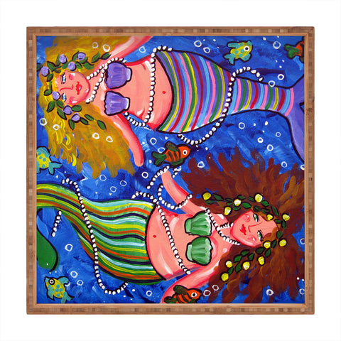 Renie Britenbucher Mermaids In Stripes Square Tray