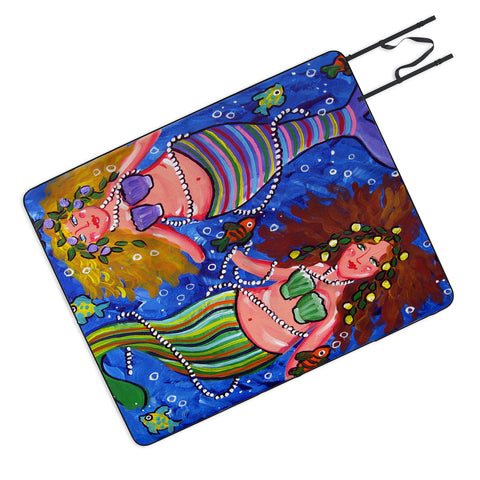 Renie Britenbucher Mermaids In Stripes Picnic Blanket