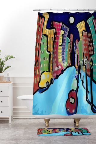 Renie Britenbucher Night In The City Shower Curtain And Mat