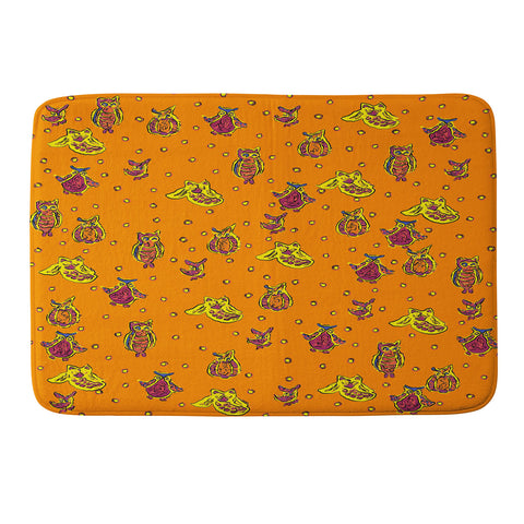 Renie Britenbucher Orange Owls Memory Foam Bath Mat