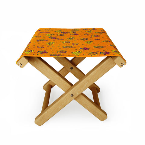 Renie Britenbucher Orange Owls Folding Stool