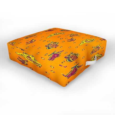 Renie Britenbucher Orange Owls Outdoor Floor Cushion