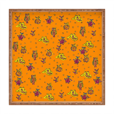Renie Britenbucher Orange Owls Square Tray