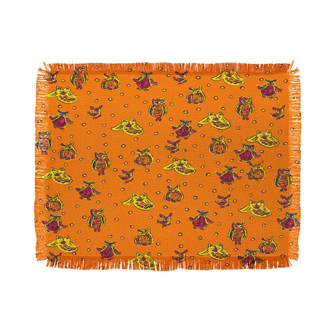 Renie Britenbucher Orange Owls Throw Blanket