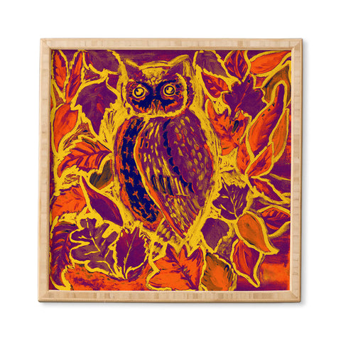 Renie Britenbucher Owl Orange Batik Framed Wall Art