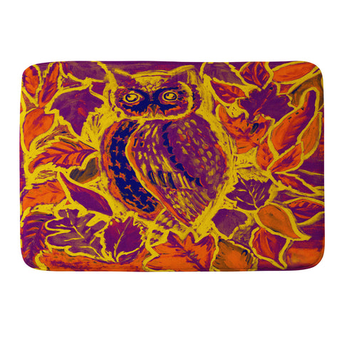 Renie Britenbucher Owl Orange Batik Memory Foam Bath Mat