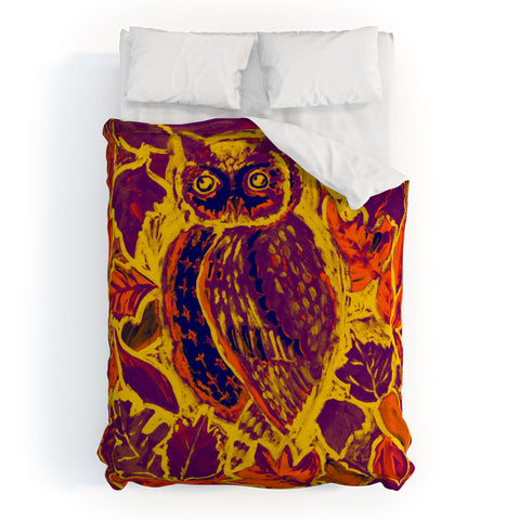 Renie Britenbucher Owl Orange Batik Duvet Cover