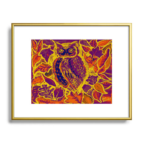 Renie Britenbucher Owl Orange Batik Metal Framed Art Print