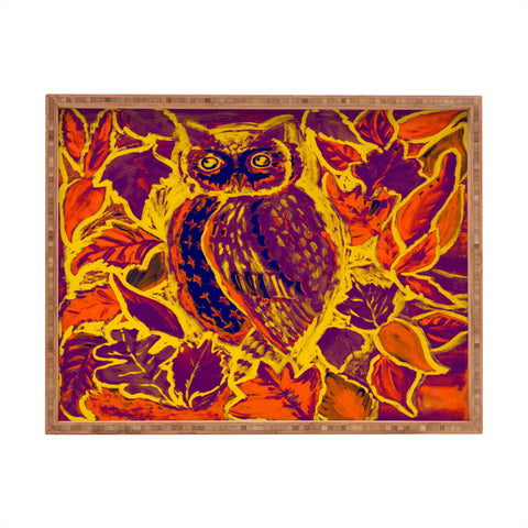Renie Britenbucher Owl Orange Batik Rectangular Tray
