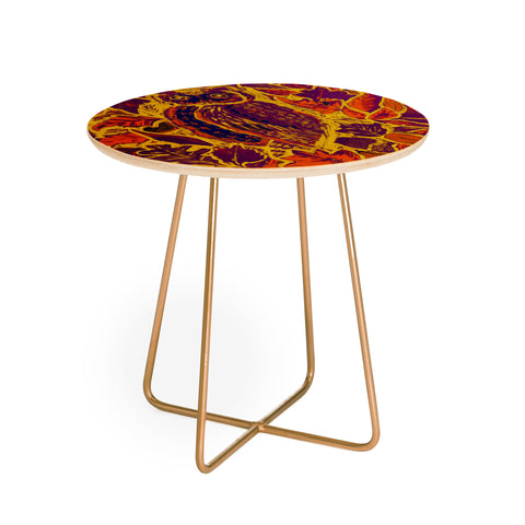 Renie Britenbucher Owl Orange Batik Round Side Table